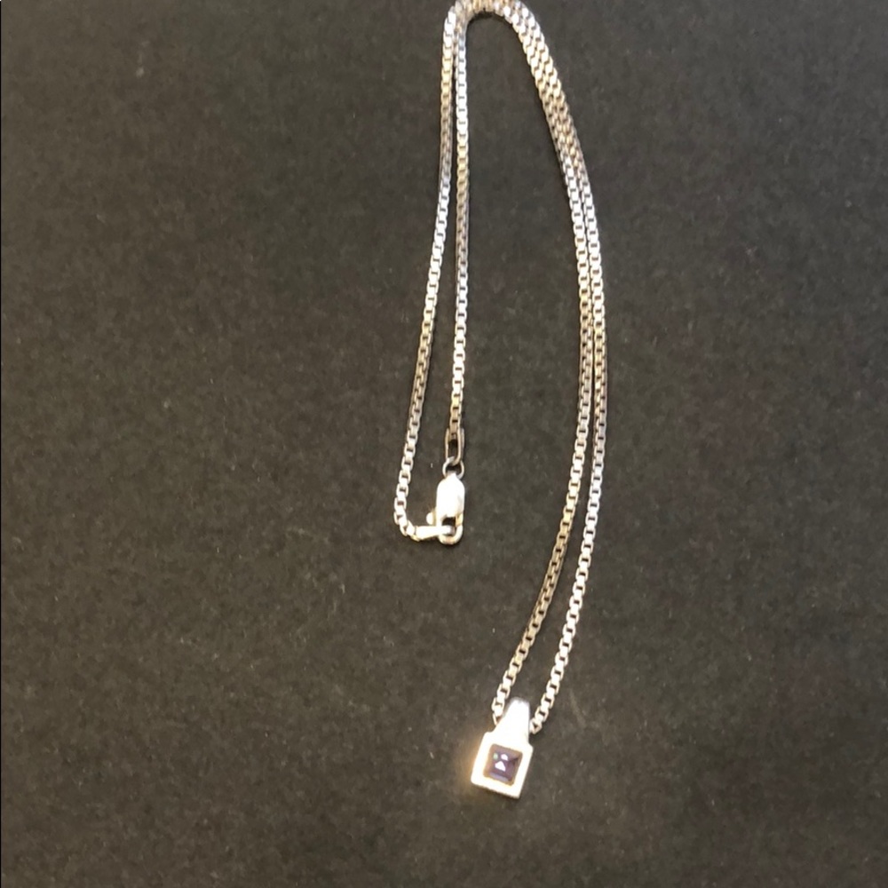 Mignon Faget amethyst charm on square link chain